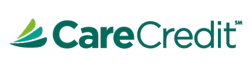 CareCredit logo featuring teal text and stylized swoosh graphic design element.