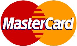 MasterCard logo with red and orange overlapping circles and white text.